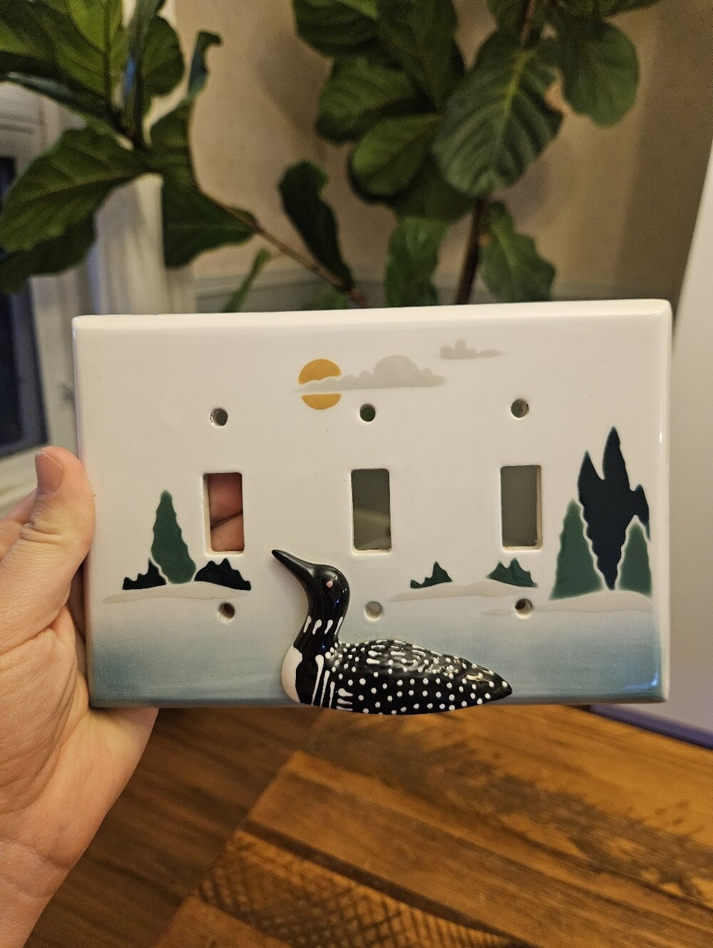 Vintage Ceramic Loon Lightswitch Cover